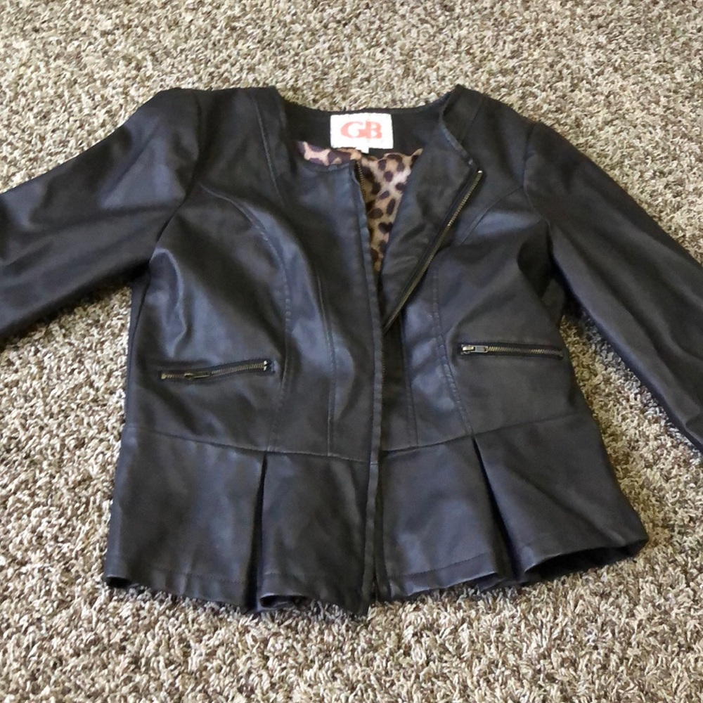 Flare leather jacket
